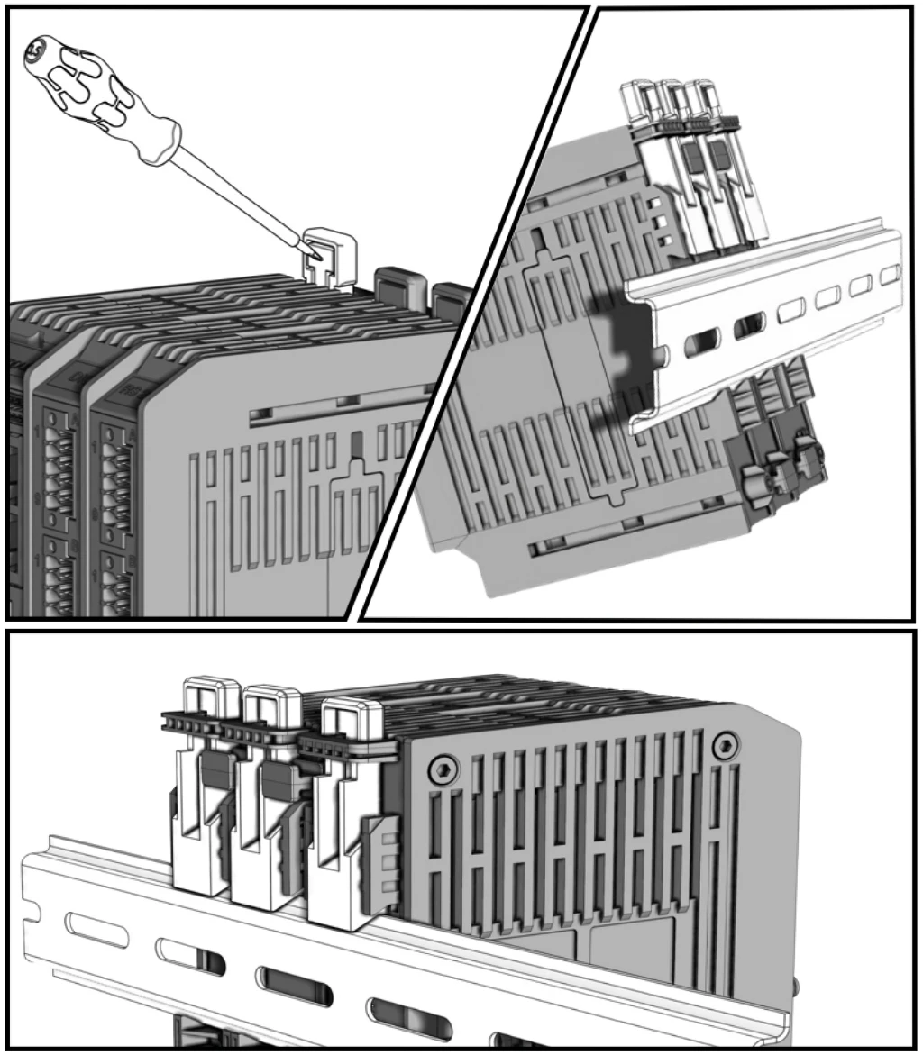 Mounting on a DIN rail