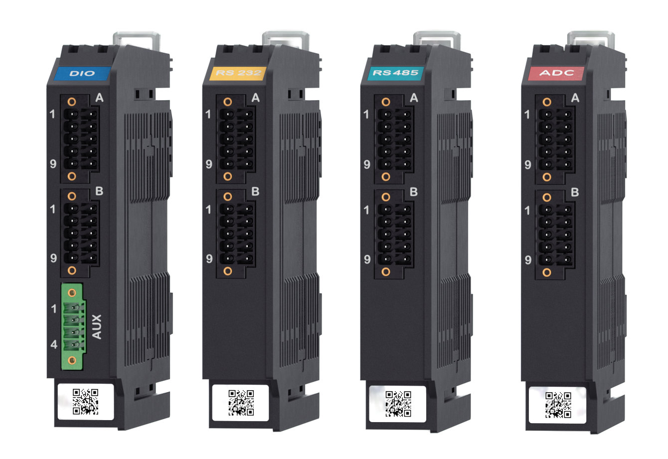 Expansion modules: Digital IO, RS232, RS485 and Analog Input