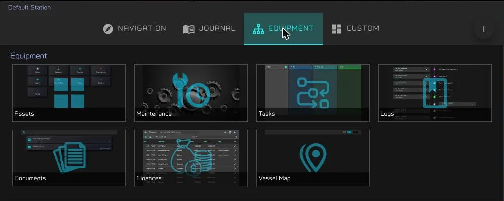 The Equipment group in the screen selector